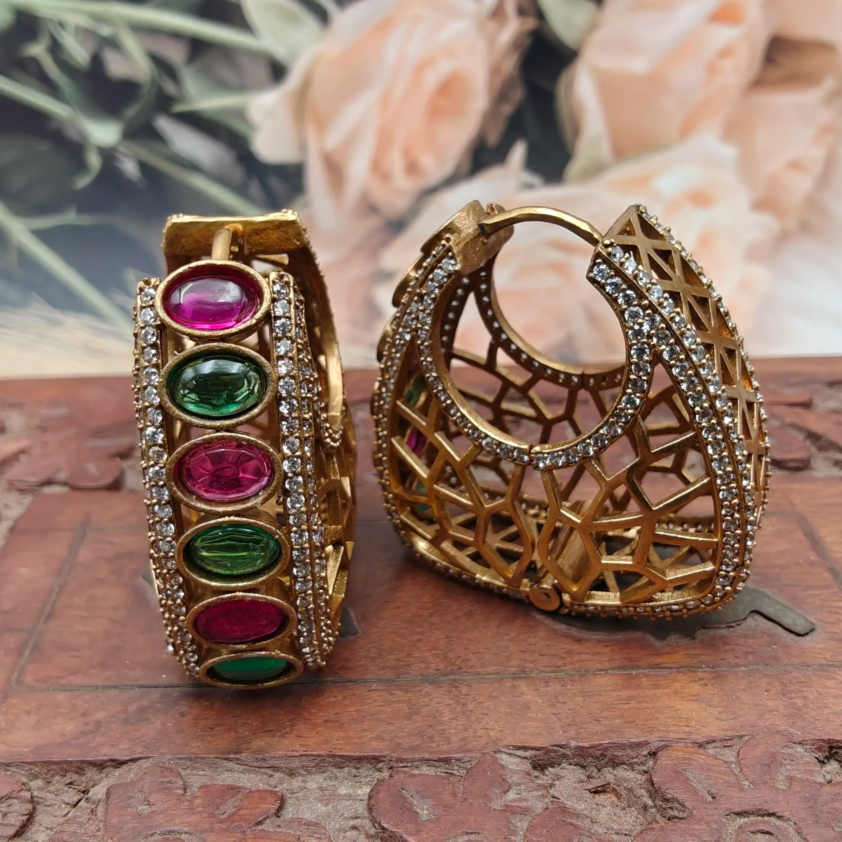 Regalia Hoops - Ruby n Green