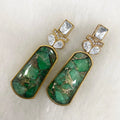 Shivangi Tourmaline Doublet Uncut Moissanite Polki Earrings - Green