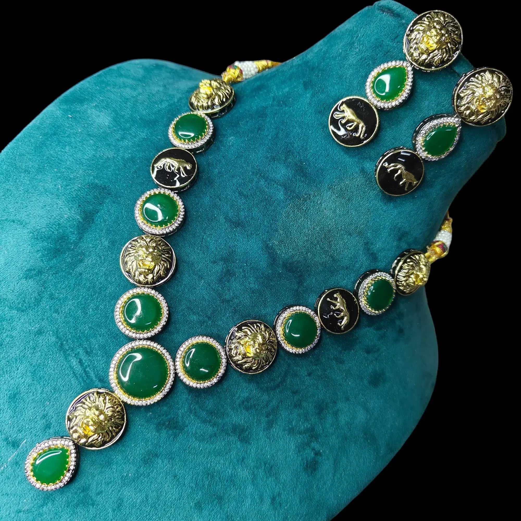 Sabyasachi Inspired Monalisa Necklace Set- Green