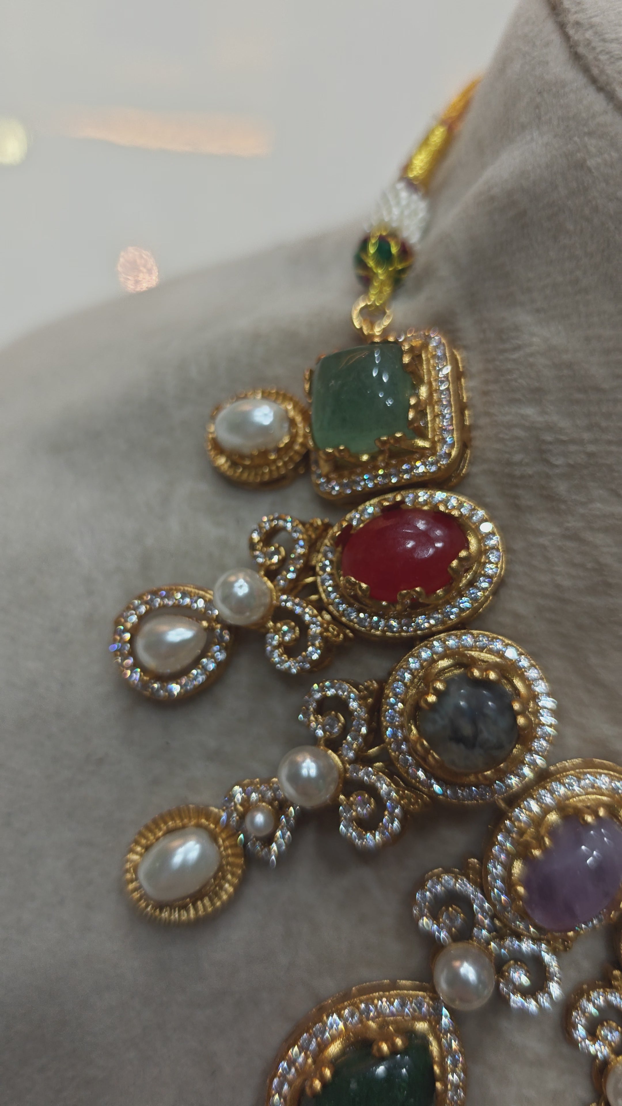 Sabya Inspired Bhuri Necklace Set - Red Multi