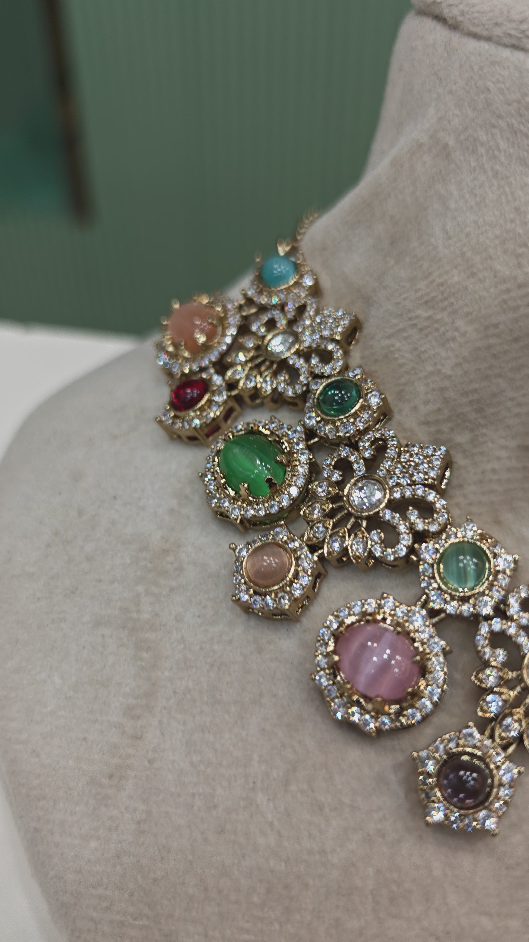 Anira Sabya inspired Royale Necklace Set- White Multi