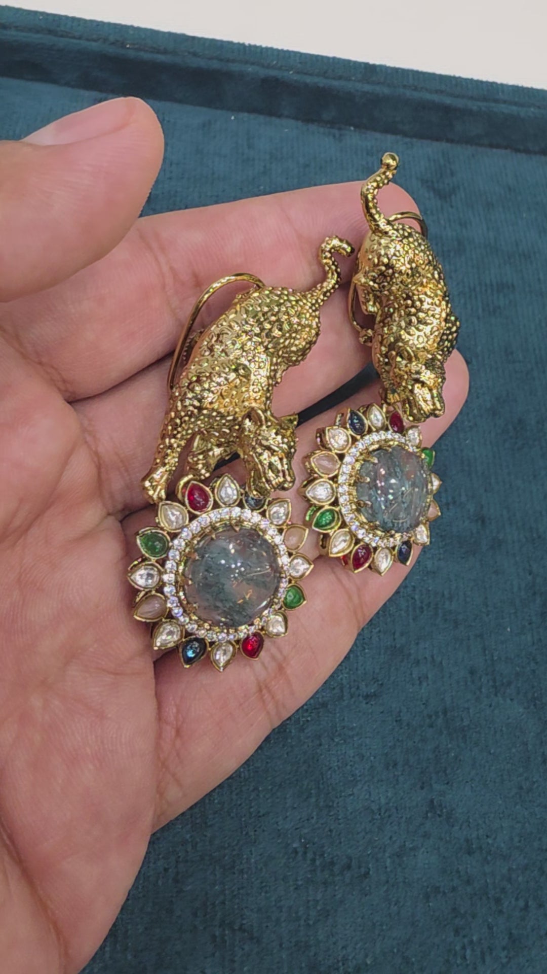Bageera Sabya Inspired Statement Earrings- Moss Green