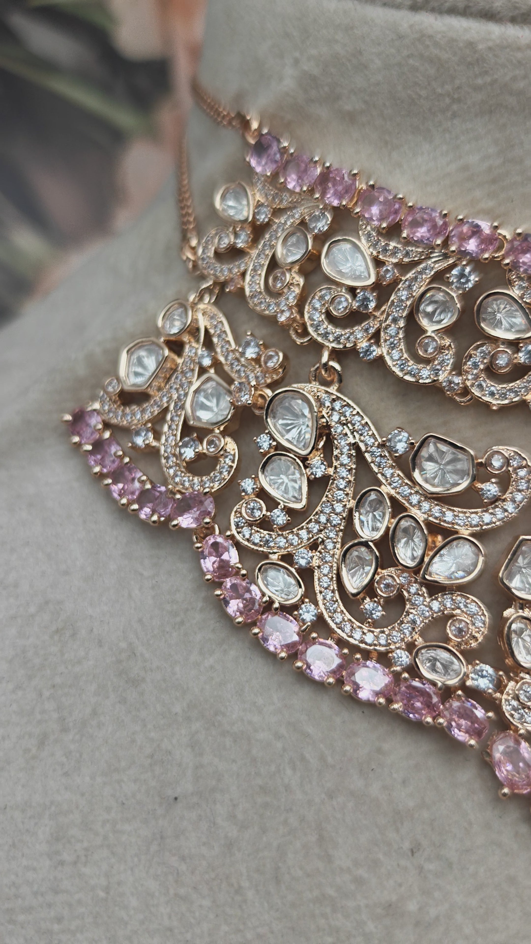 Rama Noor Moissanite Necklace Set with Mangtikka