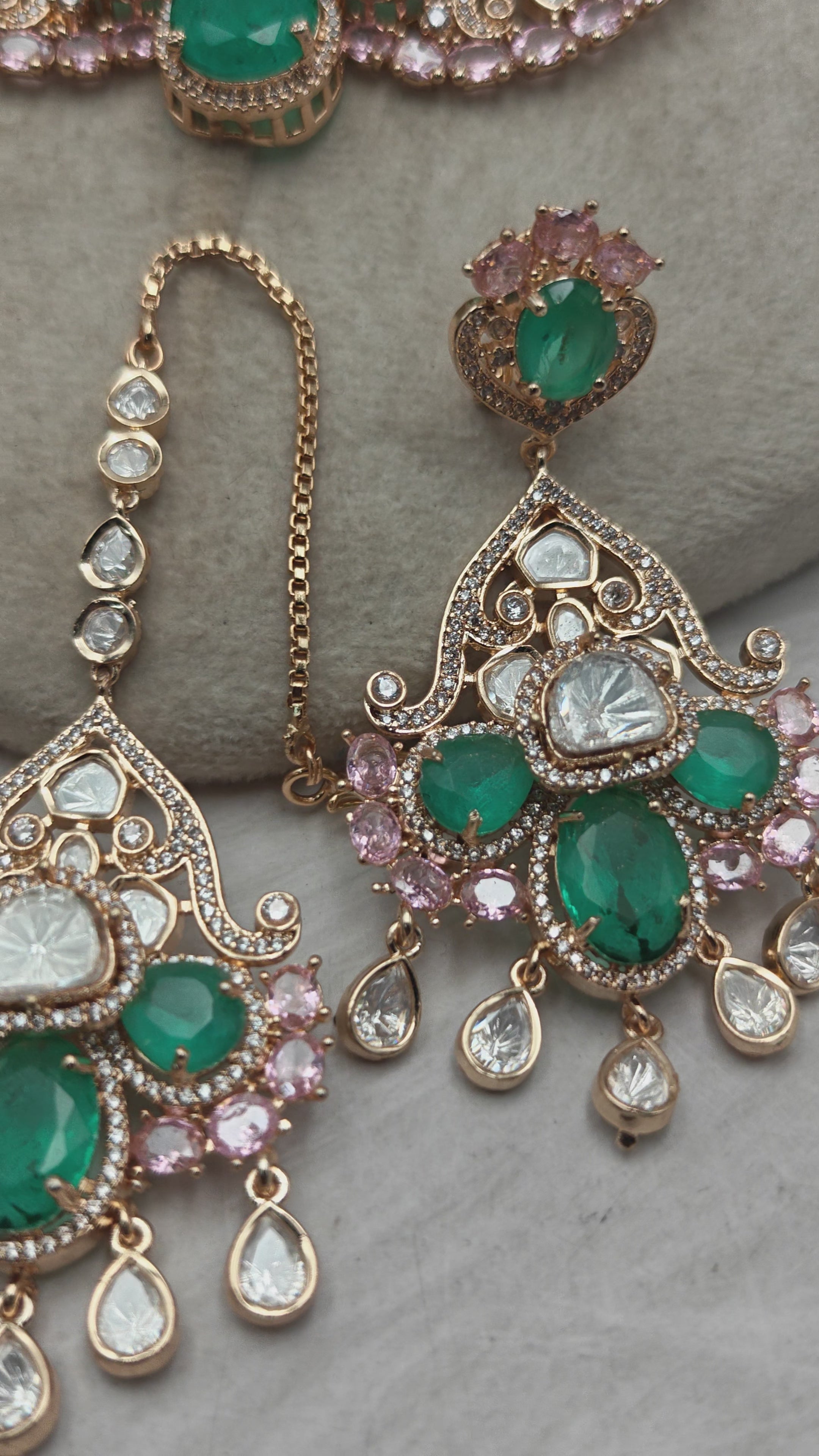 Rama Noor Moissanite Necklace Set with Mangtikka