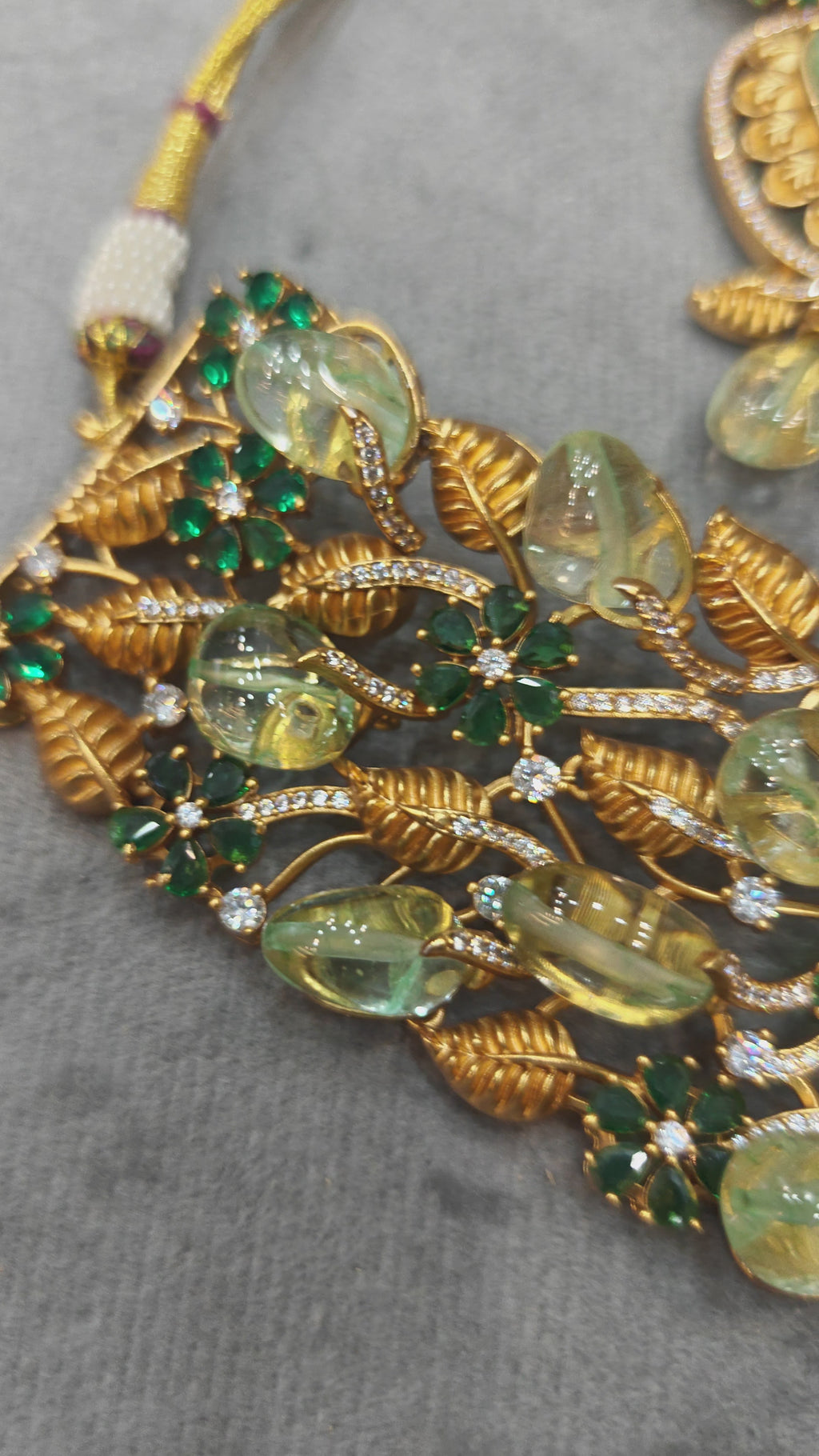 Meherbaan Doublet Garden Necklace Set-Emerald and Mint