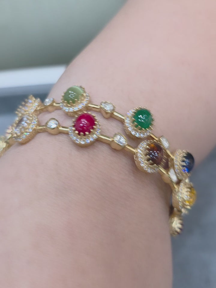 Kashvi Navratan Moissanite Bangles- Multi