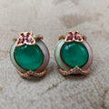 Butterfly Italian Meena Premium Doublet Studs - Russian Emerald (Mint)