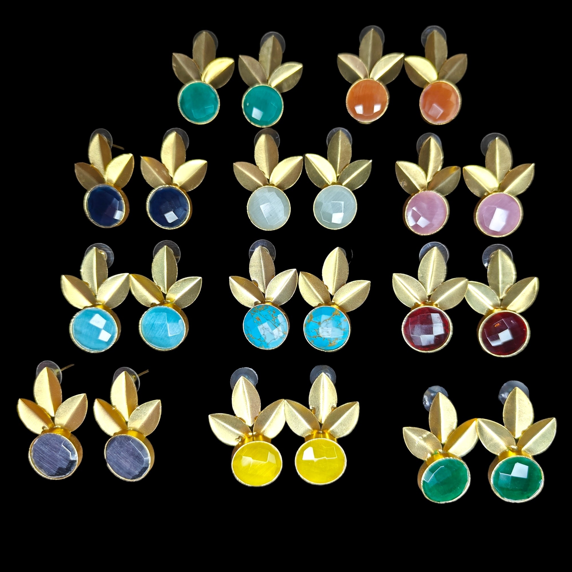 Zarina Brass Earrings With Monalisa