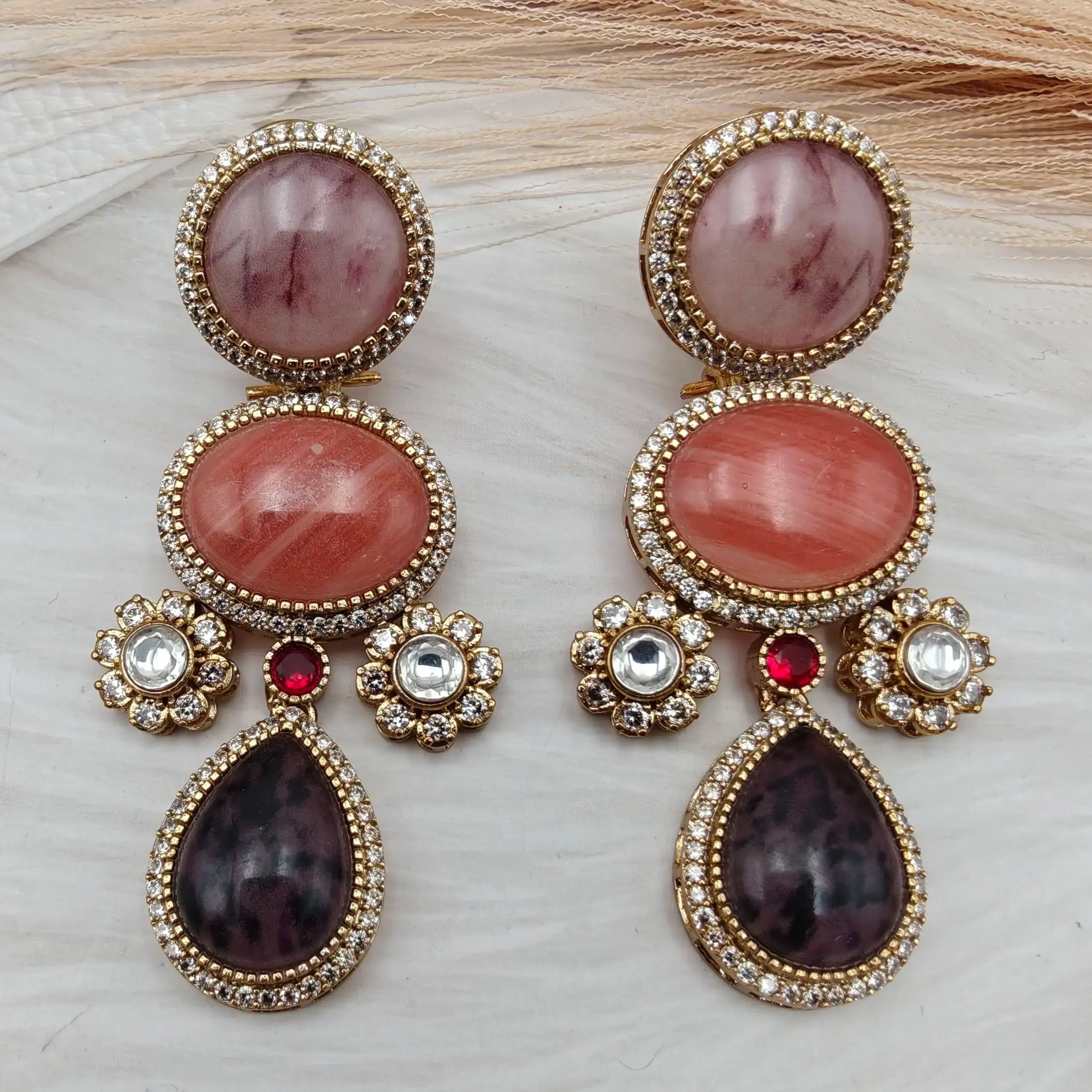 Sabyasachi Inspired Barbara Premium Earrings - Mauve