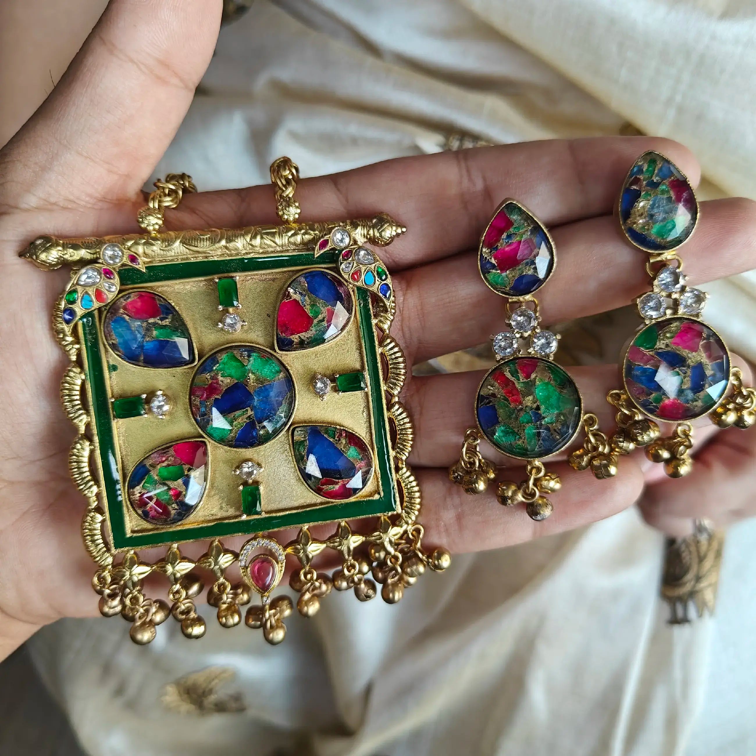 Kadira Brass Multicolour Statement Necklace