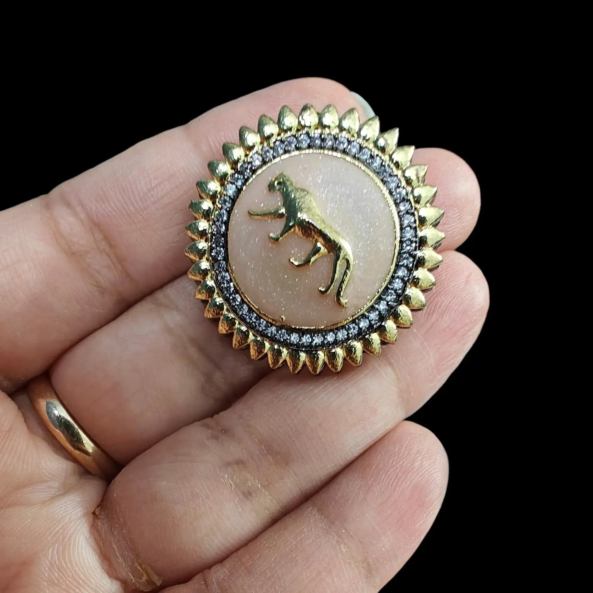 Sabyasachi Inspired Jaguar Adjustable Ring- Peach