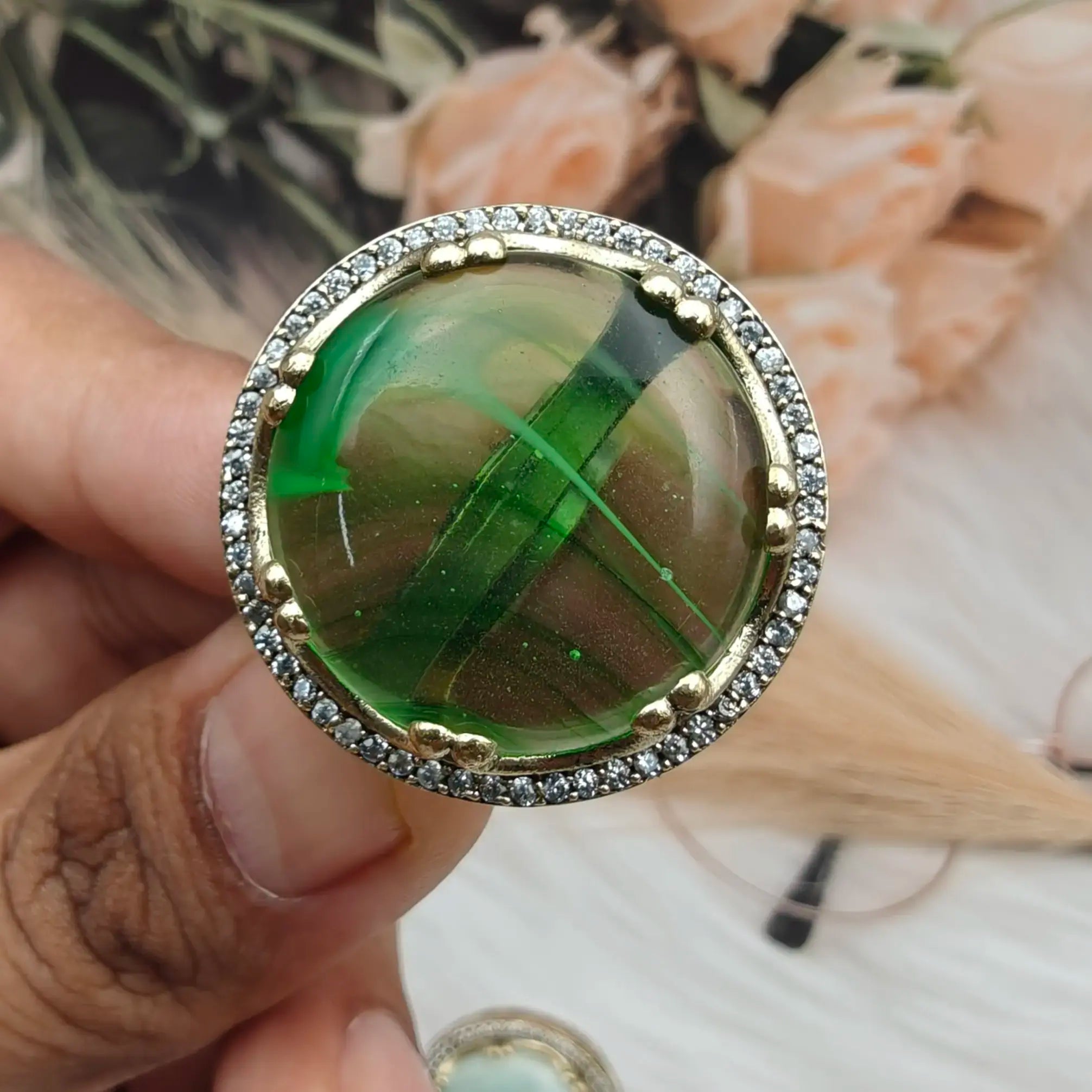 Sabya Inspired Saira Ring- Parrot Green