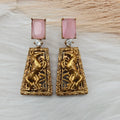Ashwa Brass Earrings - Pink