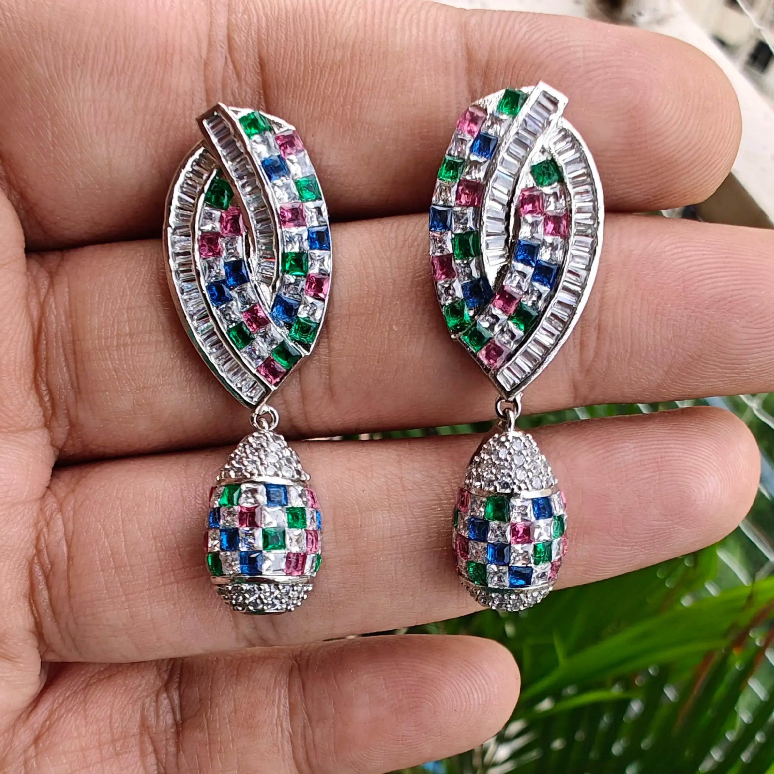 Lisha AD Baguette Earrings - Multi