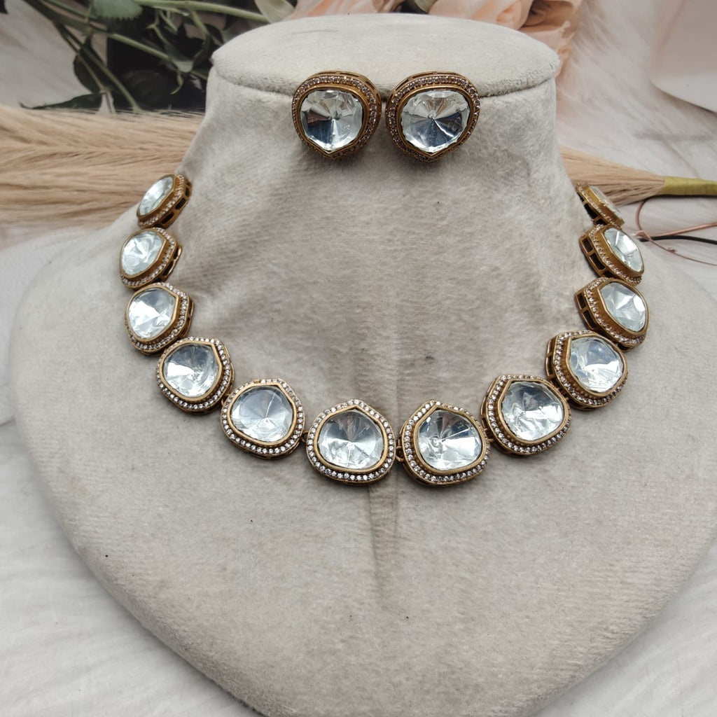 Diya Uncut Polki Necklace Set