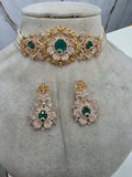 Bhavya Hazoori Doublet Carat Plating Choker Set- Green and Yellow