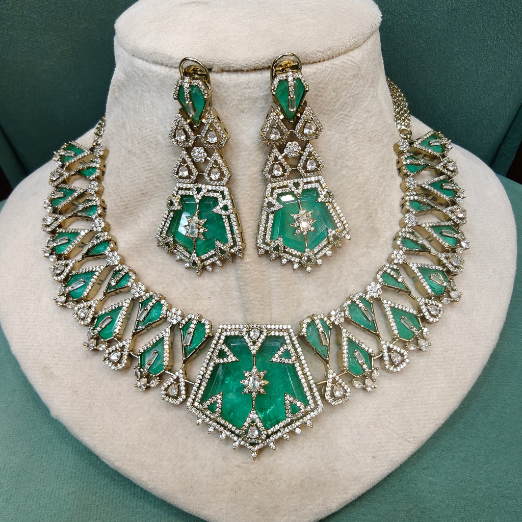 Sultana Doublet Necklace Set- Ruby Red