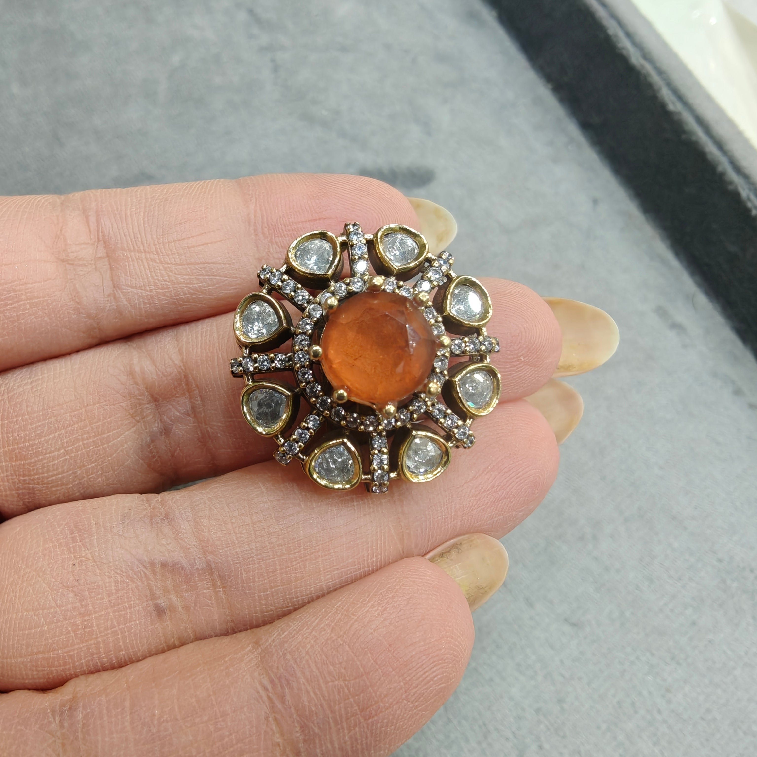 Twisha Doublet Adjustable Ring- Orange