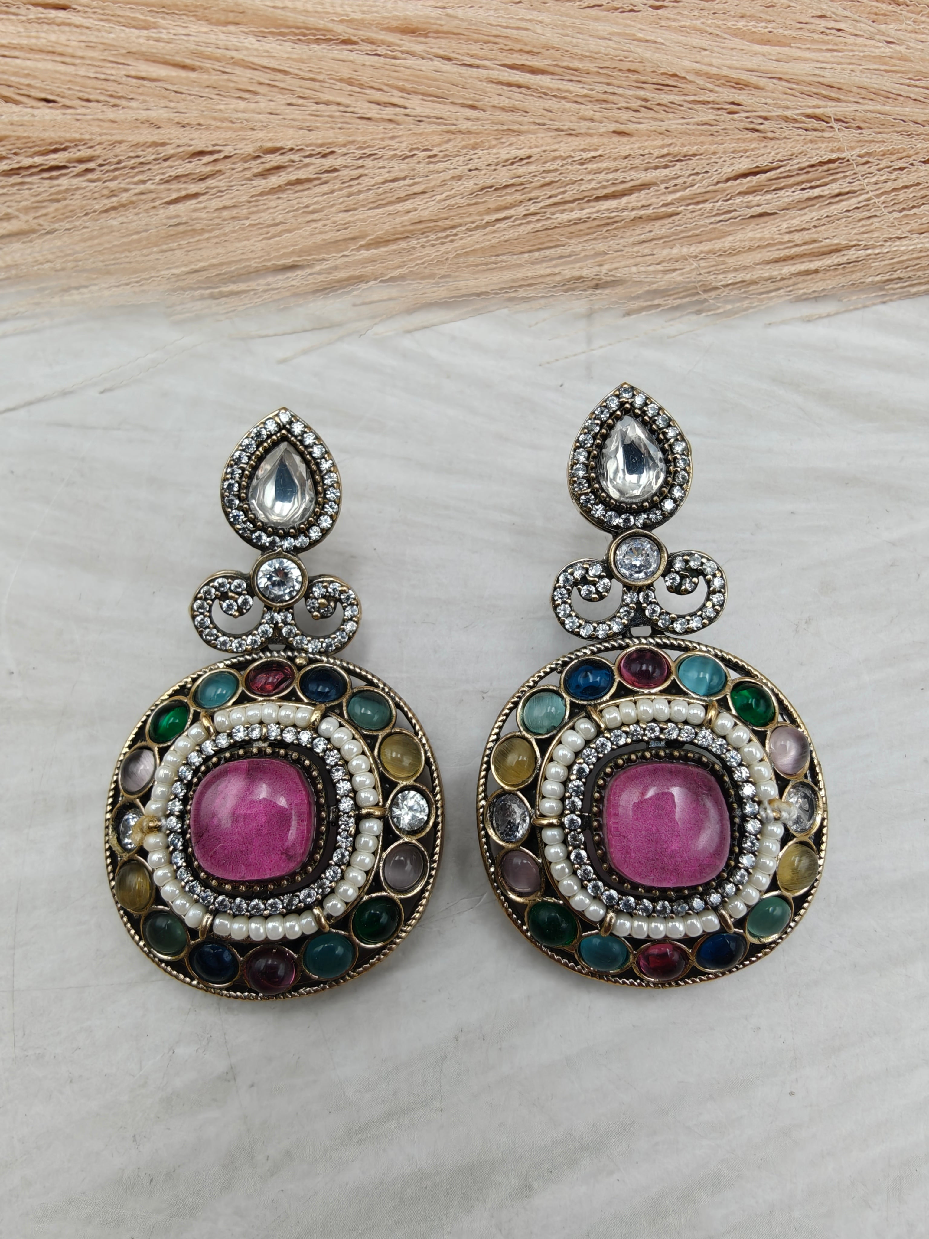 Mahvi Doublet Earrings- Pink Multi