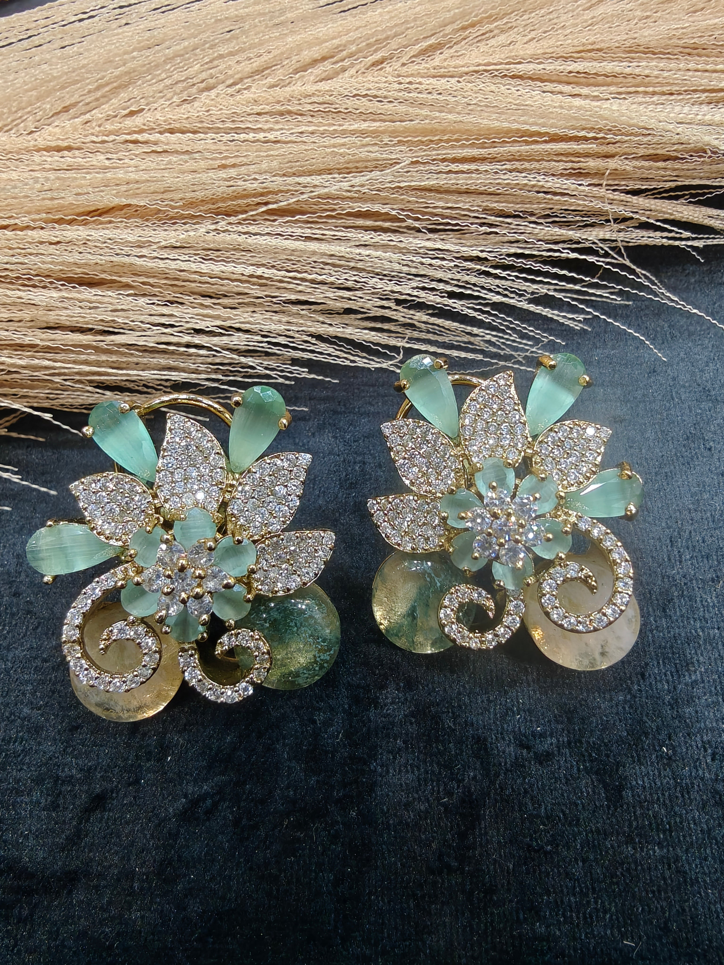 Dhara Sabya Inspired Gemstone Studs- Mint
