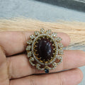 Naima Sabya Inspired Gemstone Adjustable Ring- Dark Brown