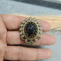 Naima Sabya Inspired Gemstone Adjustable Ring- Brownish Black