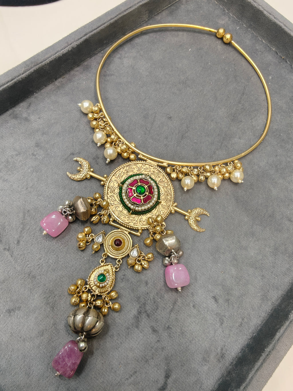 Vidya Brass Fusion Kundan Hasli