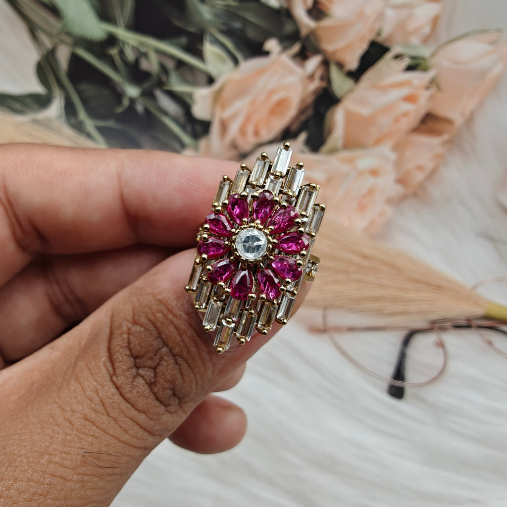 Ranjhan Baguette Rings - Ruby