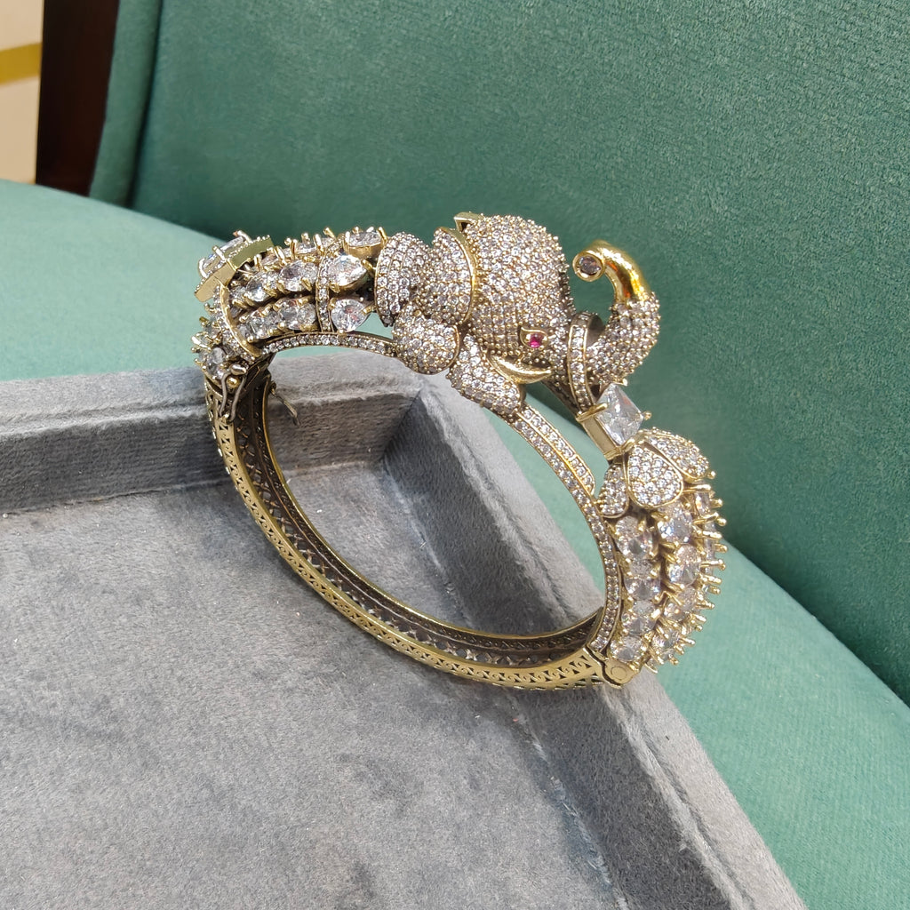 Elephant Openable Jadau AD Bracelet- White