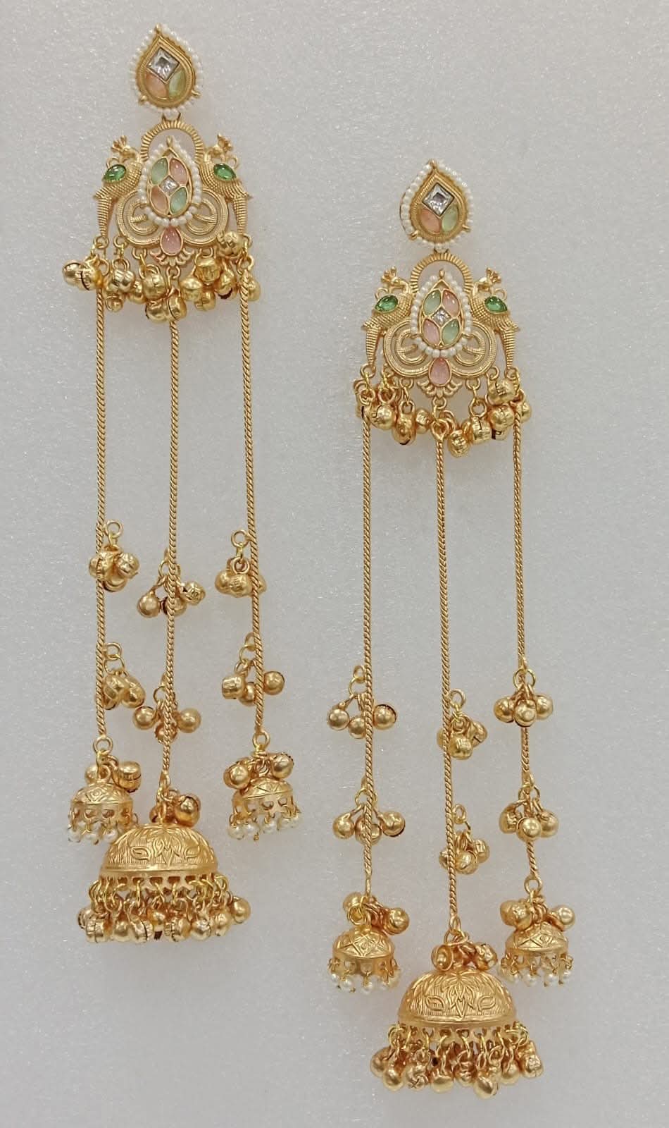 Handcrafted Zaira Kashmiri Brass Fusion Earrings- Mint Pink
