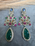 Kavya Sabya Inspired Statement Premium Doublet Earrings - Emerald Ruby Multi