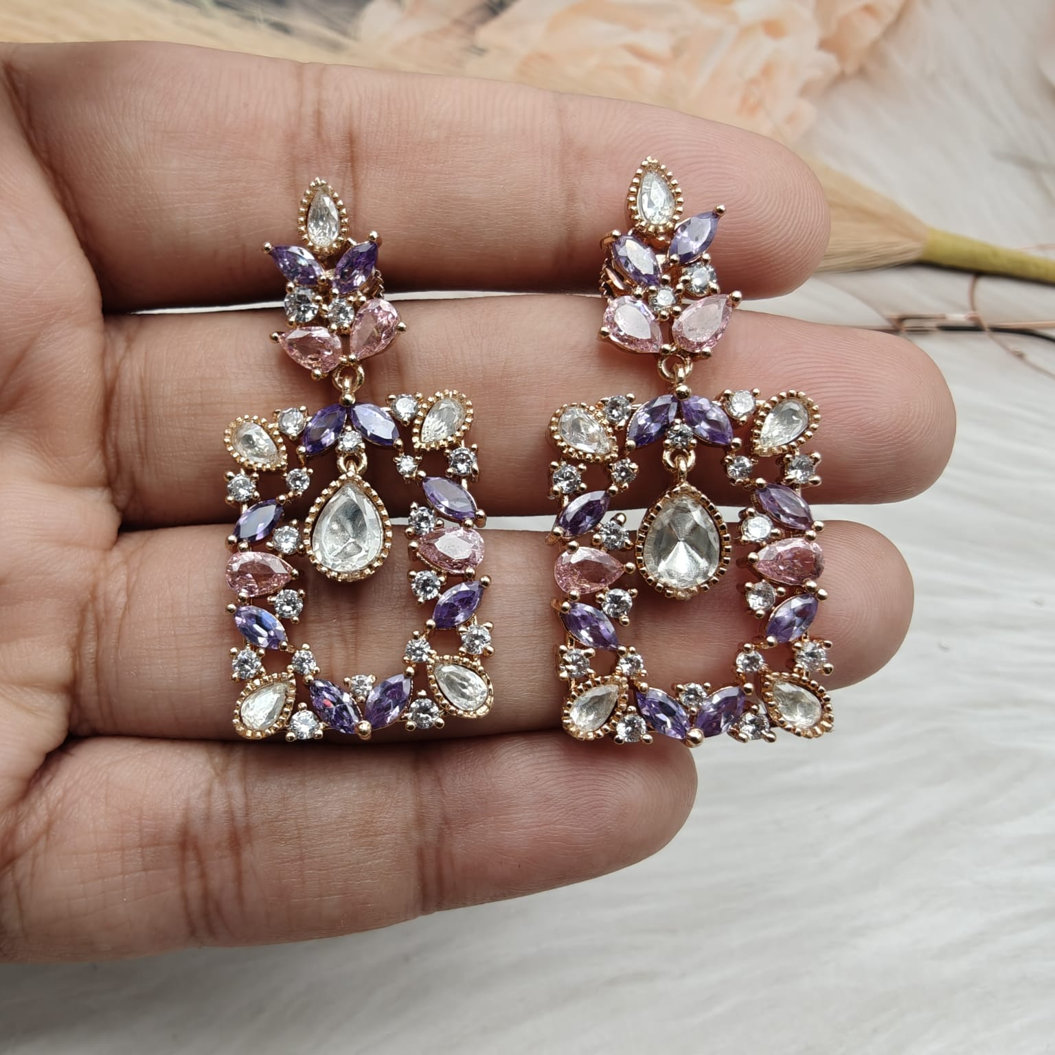 Angel Polki Danglers - Purple n Pink