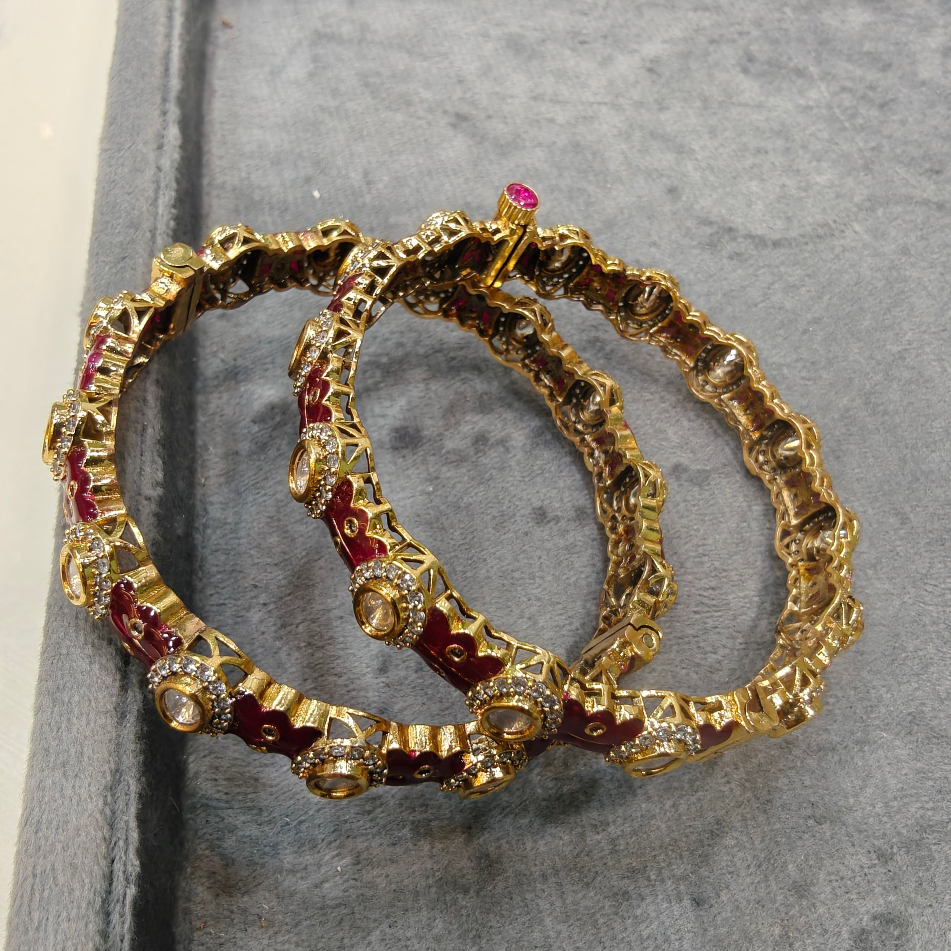 Khushi enamel openable Bangle- Ruby