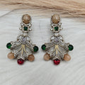 Ambika Statement Gemstone Earrings-Peach Multi
