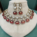 Amanat Pota Stone Necklace Set- Ruby