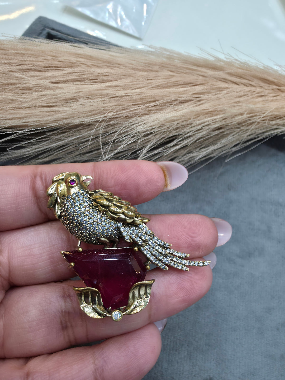Parrot Brooch- Ruby