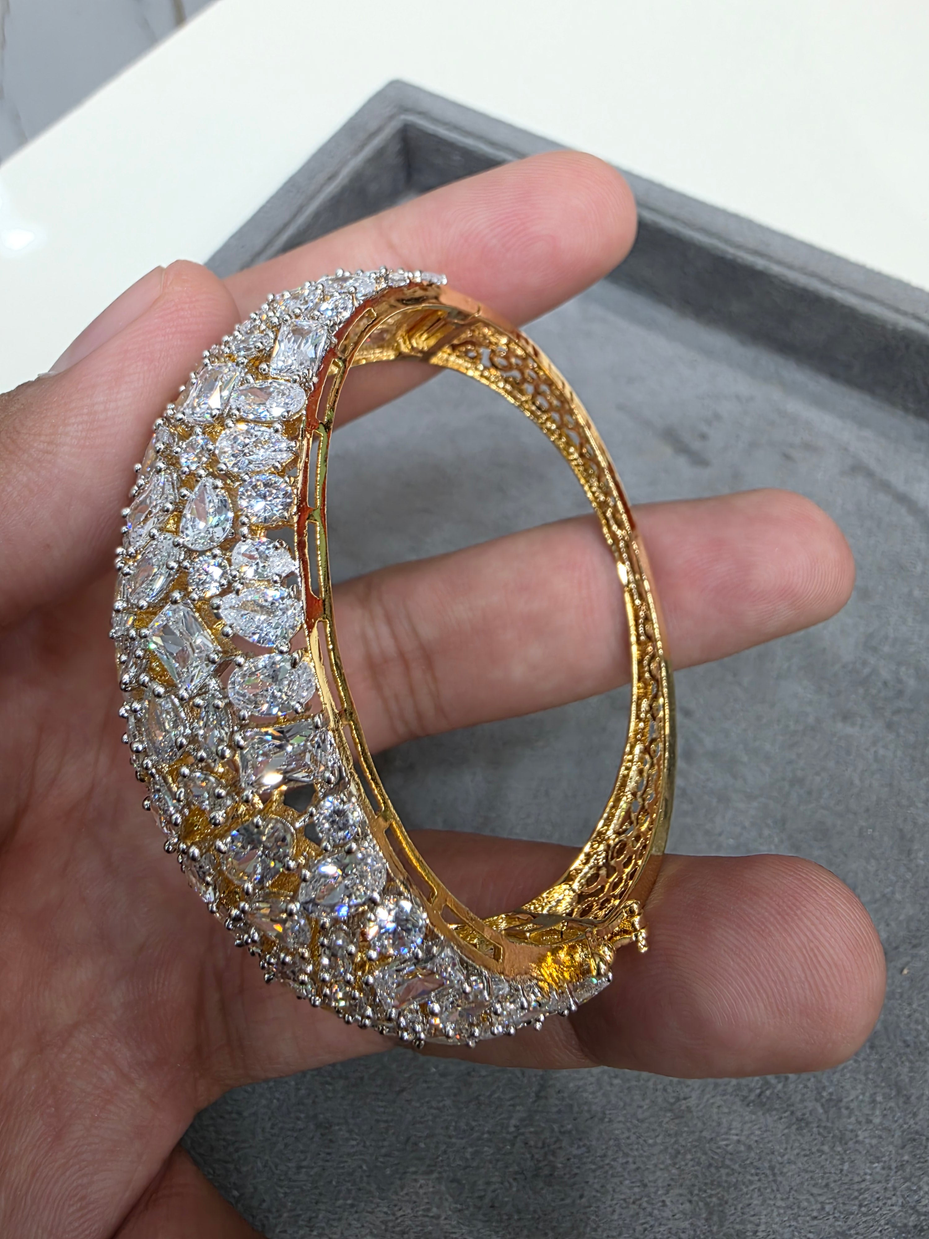 Nanki CZ Openable Cocktail Bracelet- Gold Polish