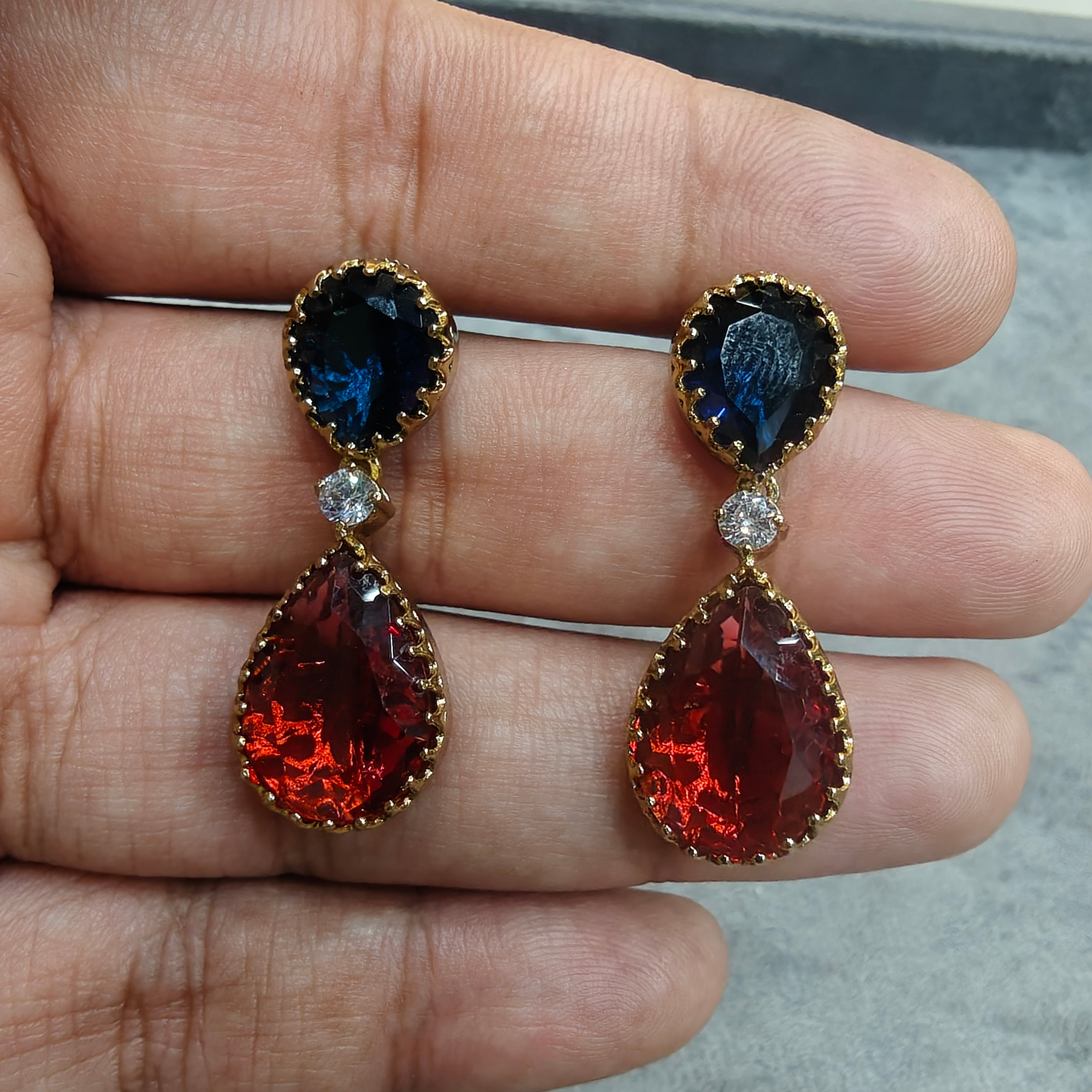 Sariya Sabya Inspired Earrings- Red n Blue