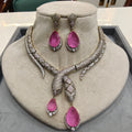 Serpent Hasli Style Celebrity Necklace Set- Pink