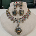Manvika Sabya Inspired Navratan Necklace Set- Labrodorite