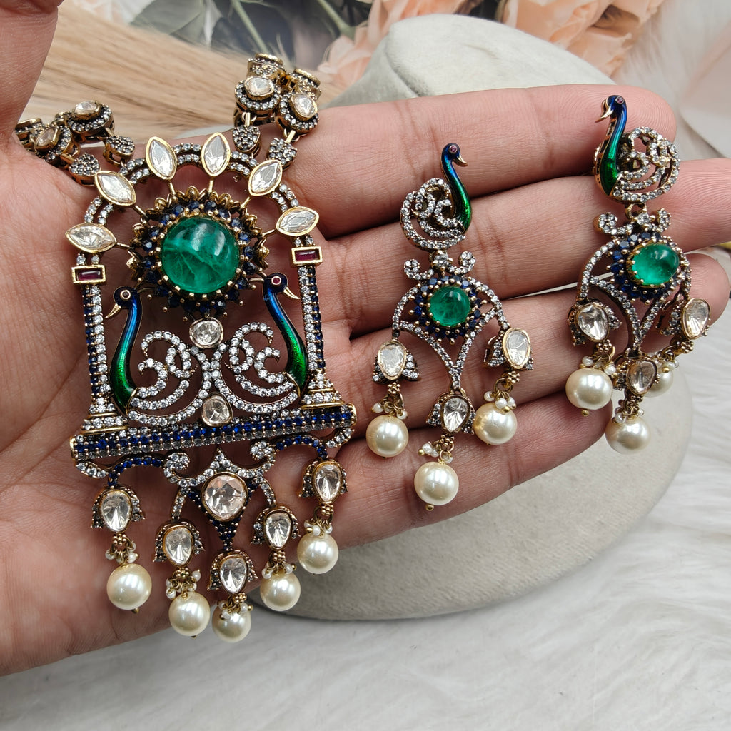 Neelam Mor Mahal Necklace Set