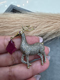 Reindeer Brooch- Ruby