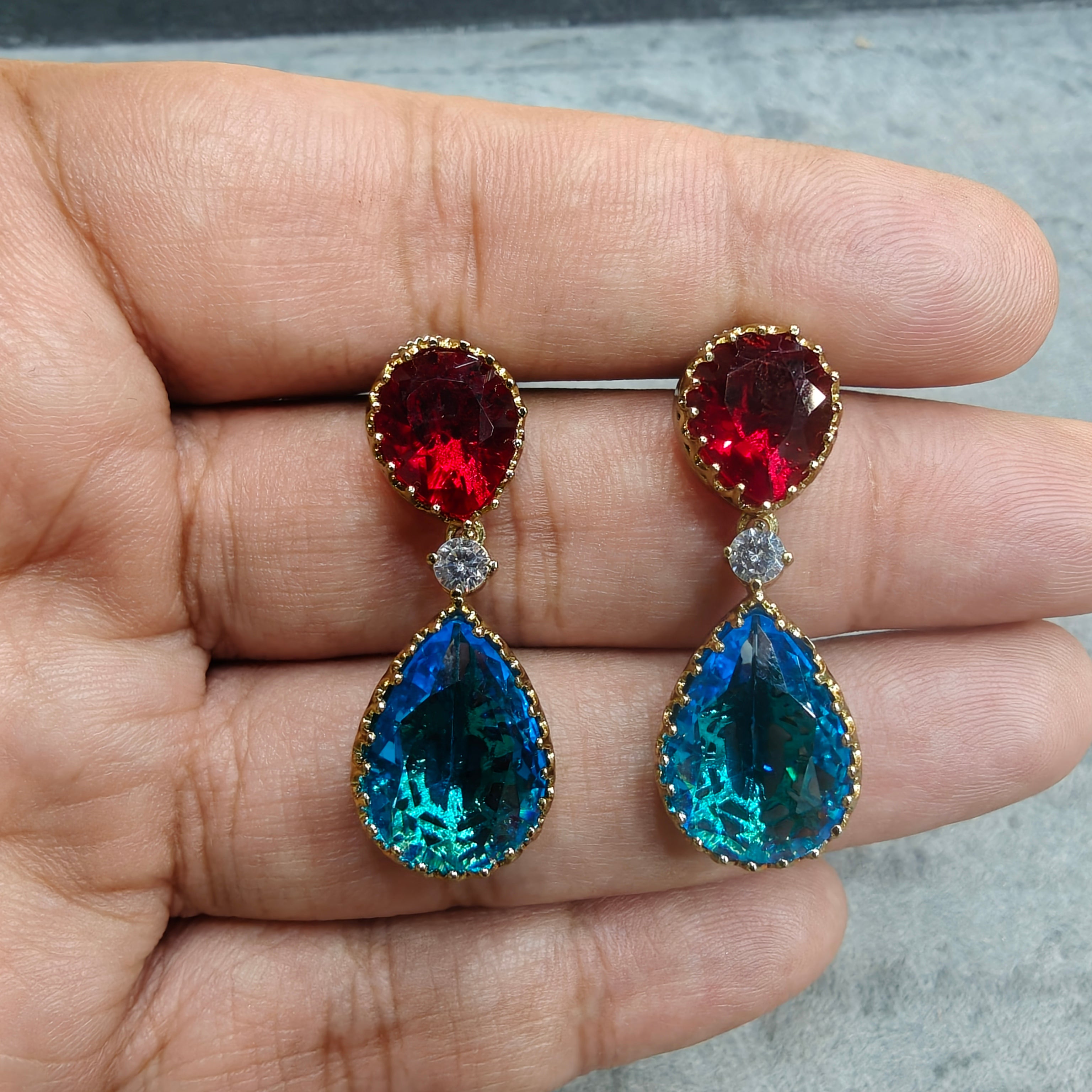 Sariya Sabya Inspired Earrings- Red Firoza