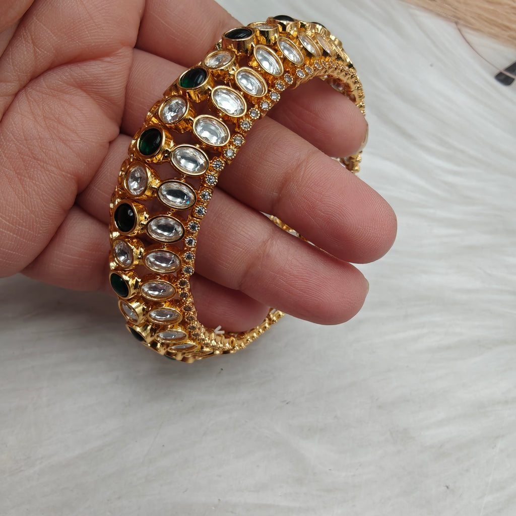 Aarna Flexible Free Size Bangle Bracelet- Green