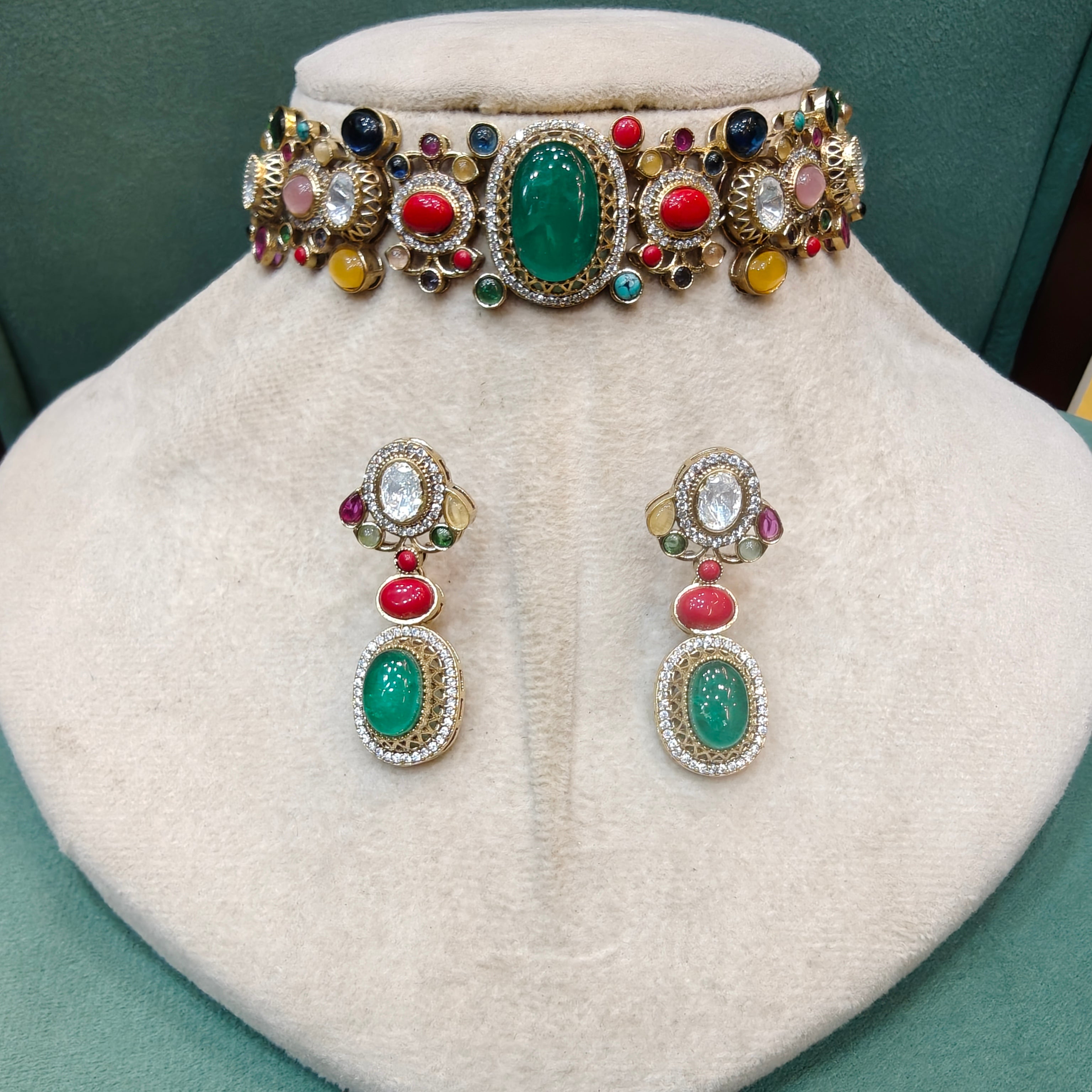 Shakira Sabyasachi Inspired Natural Stone Choker Set