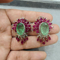 Tavira Doublet Statement Studs- Mint Ruby
