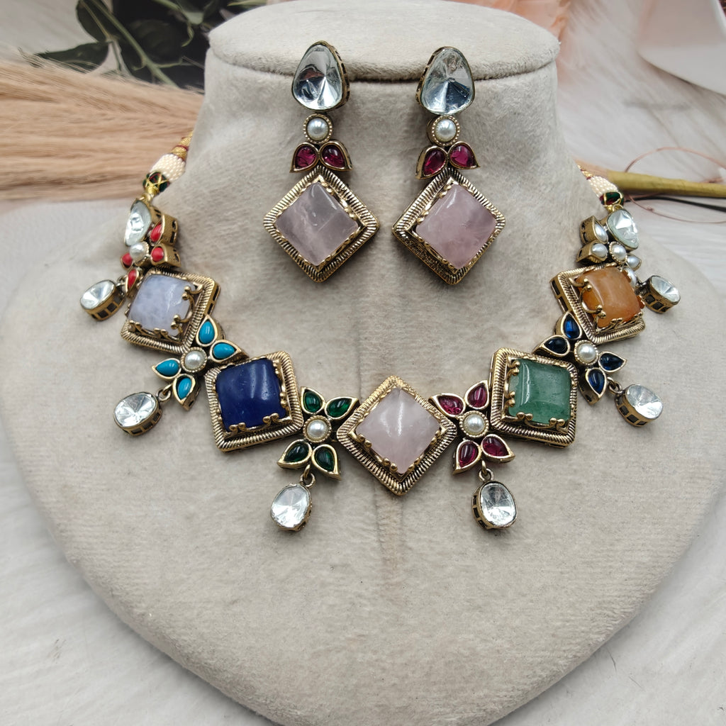 Sitara Premium Choker Necklace Set - Multi