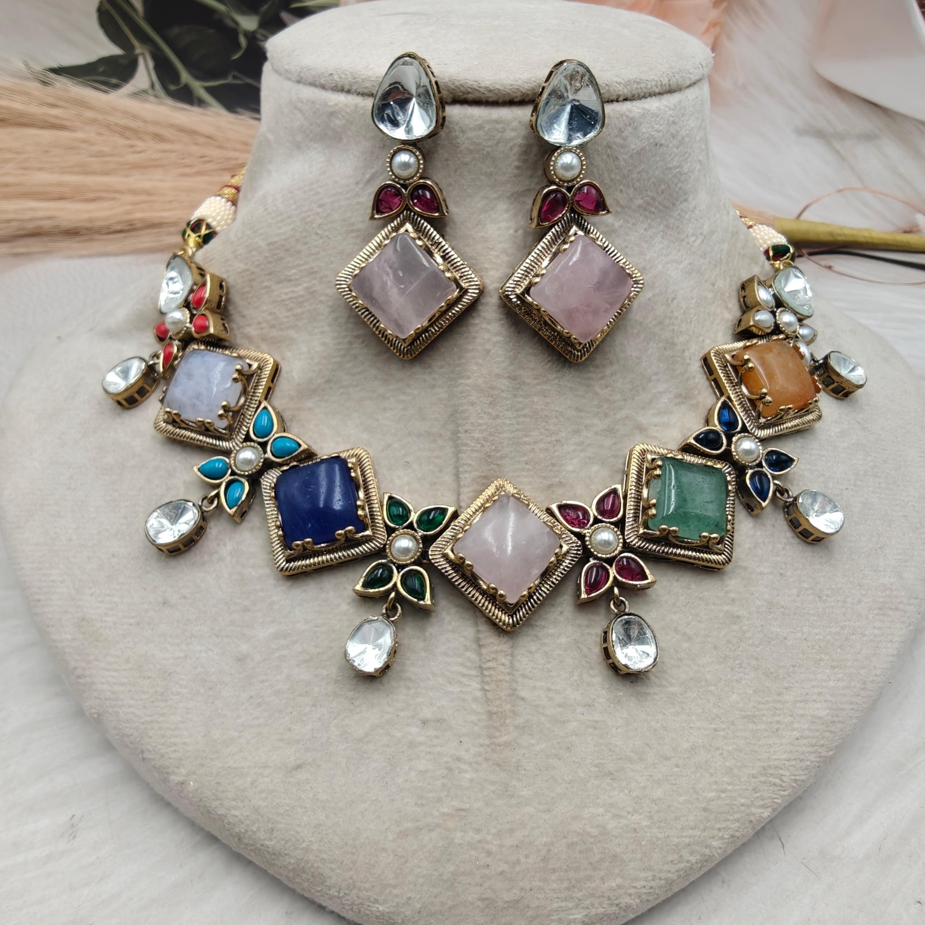 Sitara Premium Choker Necklace Set - Multi