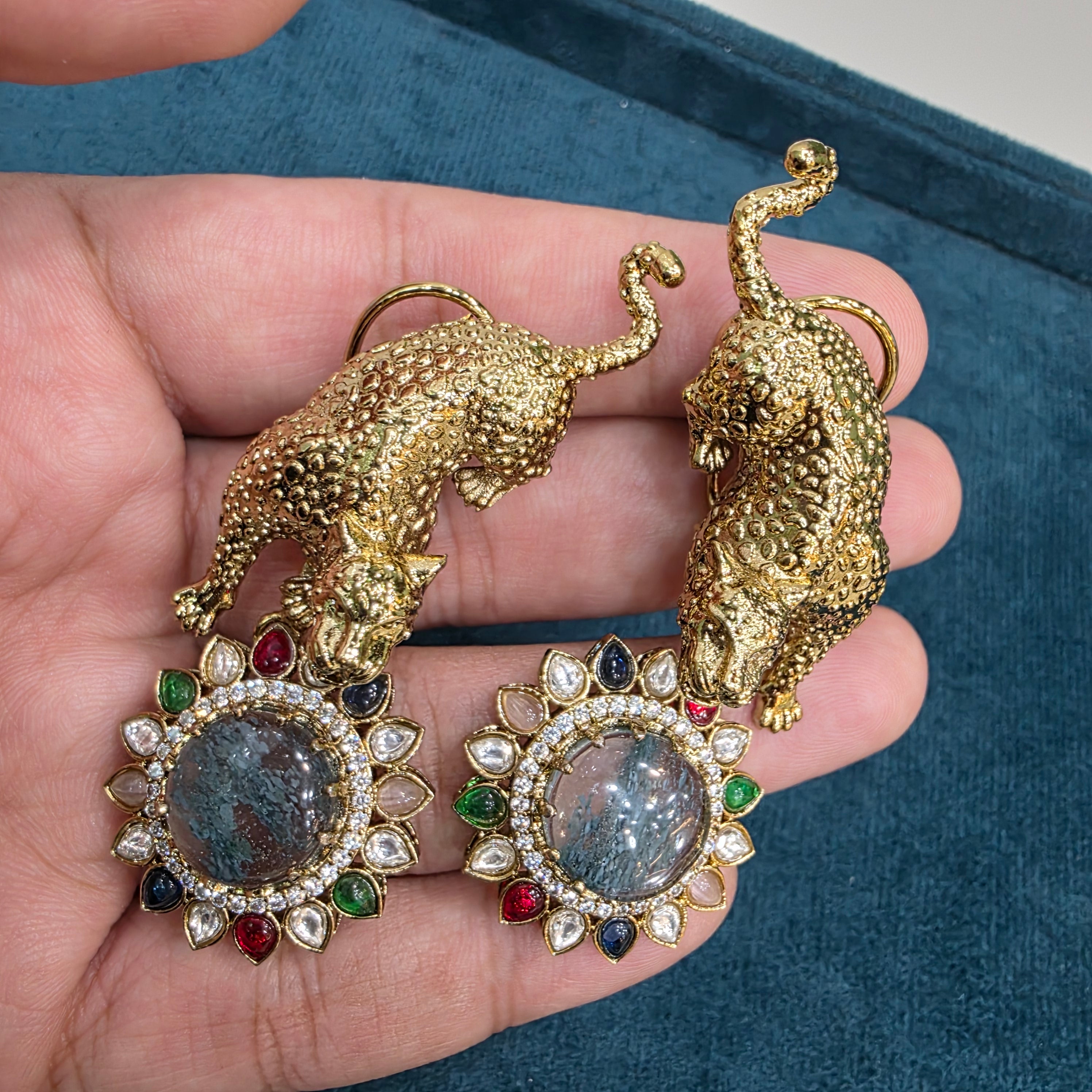 Bageera Sabya Inspired Statement Earrings- Moss Green