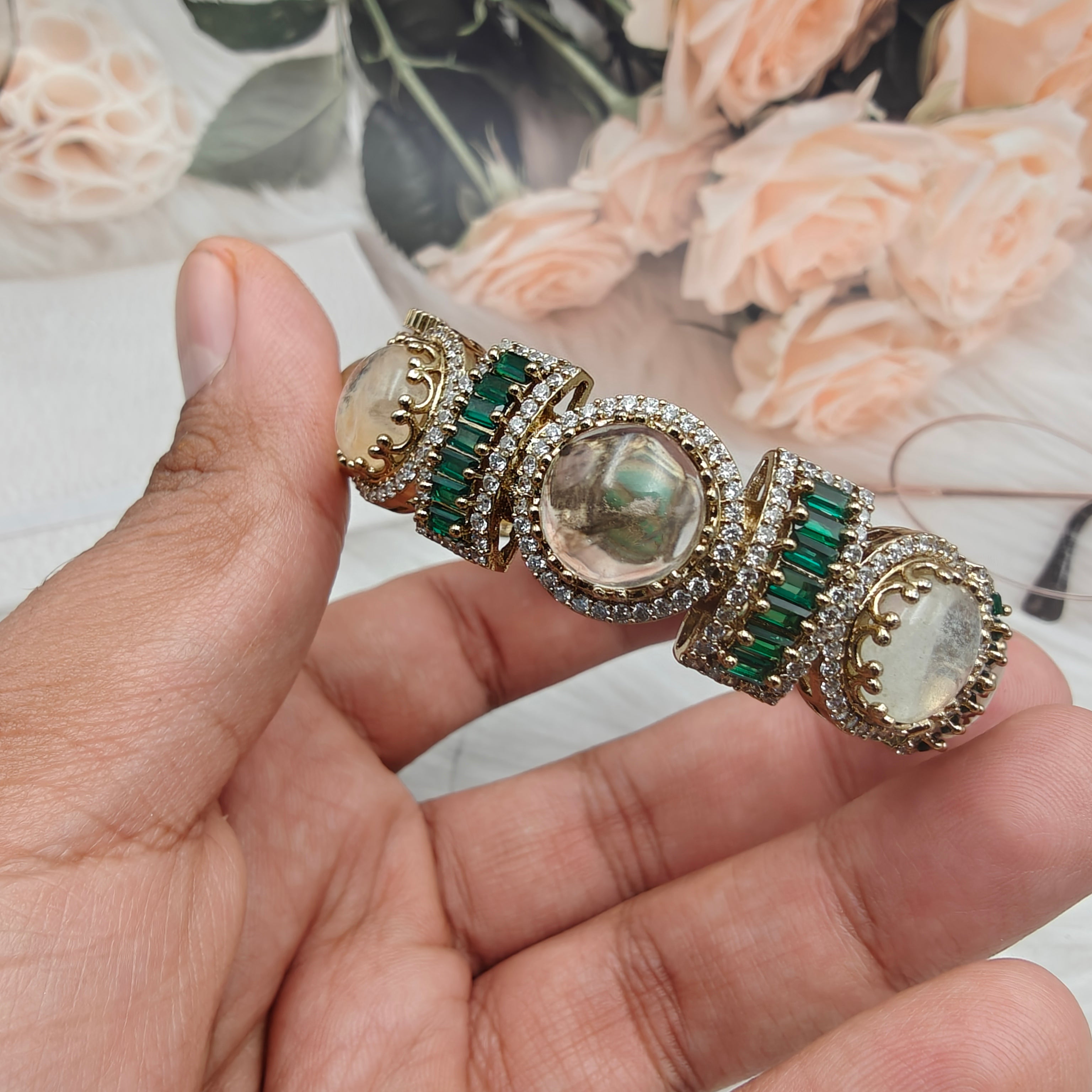 Banno Sabyasachi Inspired Openable Bangle - Green Multi